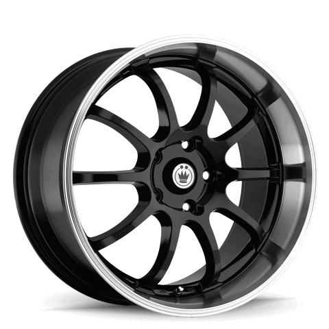 KONIG LIGHTNING BLACK WITH MACHINED LIP WHEELS | 14X6 | 4X100/4X114.3 | OFFSET: 38MM | CB: 73.1MM