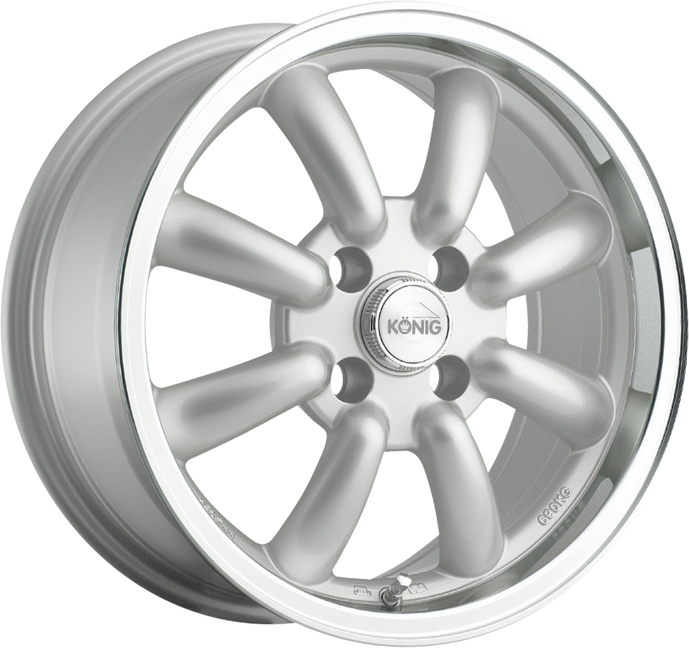 KONIG REWIND SILVER WITH MACHINED LIP WHEELS | 15X7 | 4X100 | OFFSET: 20MM | CB: 73.1MM