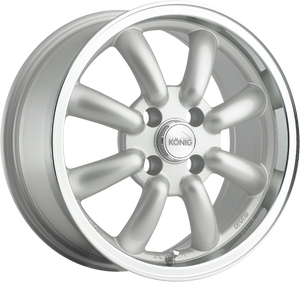 KONIG REWIND SILVER WITH MACHINED LIP WHEELS | 15X7 | 4X100 | OFFSET: 20MM | CB: 73.1MM