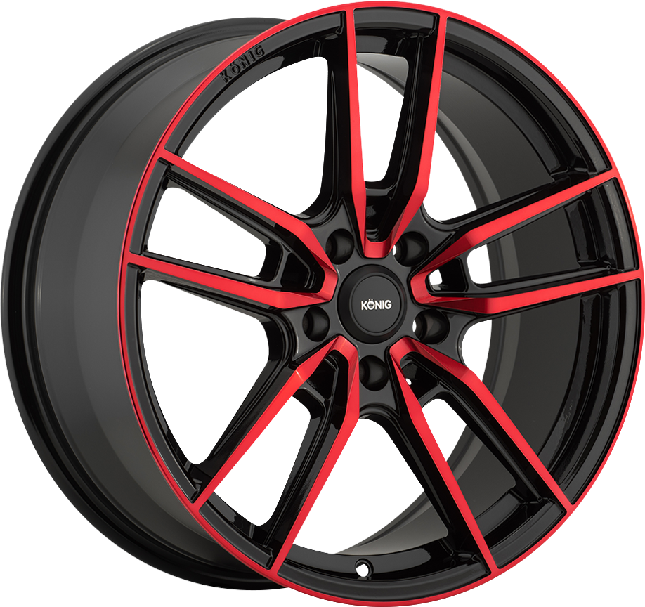 KONIG MYTH GLOSS BLACK WITH RED TINTED CLEARCOAT WHEELS | 18X8 | 5X114.3 | OFFSET: 43MM | CB: 73.1MM