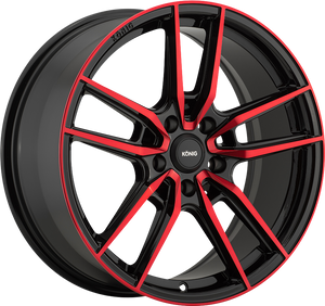 KONIG MYTH GLOSS BLACK WITH RED TINTED CLEARCOAT WHEELS | 18X8 | 5X114.3 | OFFSET: 43MM | CB: 73.1MM